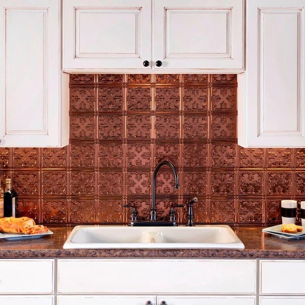 Fasade 18.25 in. x 24.25 in. Oil Rubbed Bronze Traditional Style # 10 PVC Decorative Backsplash Panel
