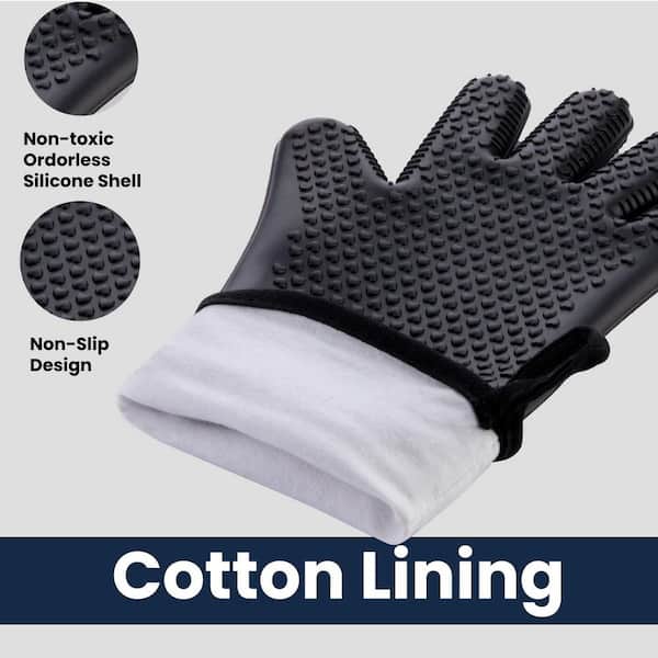 1 Pair Oven Gloves, Heat Resistant Silicone Bbq Gloves Extra Long  Waterproof Non-slip Oven Mitts Fo