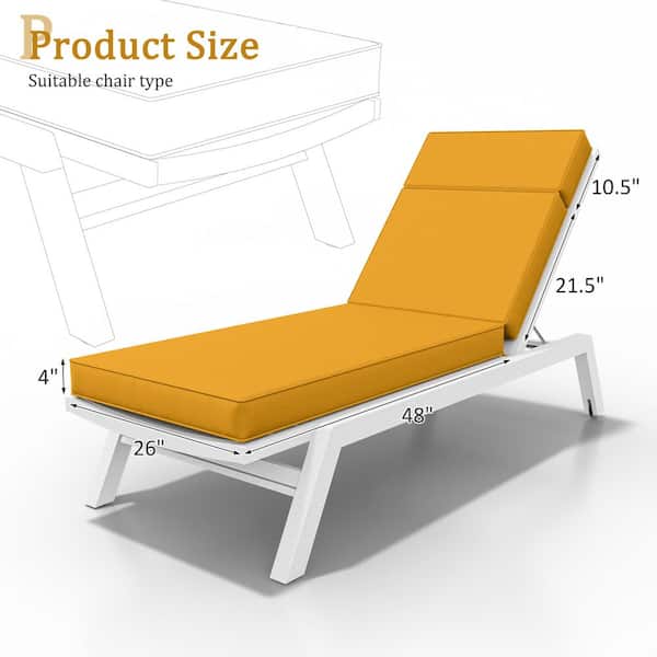 80 in. x 26 in. x 4 in. Premium Waterproof Chaise Lounge Cushion, All-Weather Replacement for Outdoor Chairs Yellow