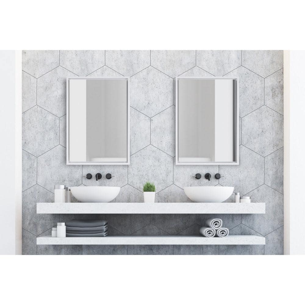 27.7" x 22.9" Silver and Gold Full Length Rectangular Mirror