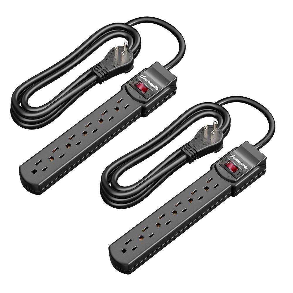 6 ft. 6-Outlet Power Strip Surge Protector, 800 J in Black (2-Pack) price history on PriceWatchPro