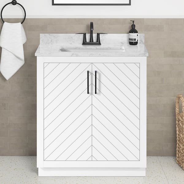Huckleberry 30 in. Single Sink White Bath Vanity with White Engineered Stone Top (Assembled)