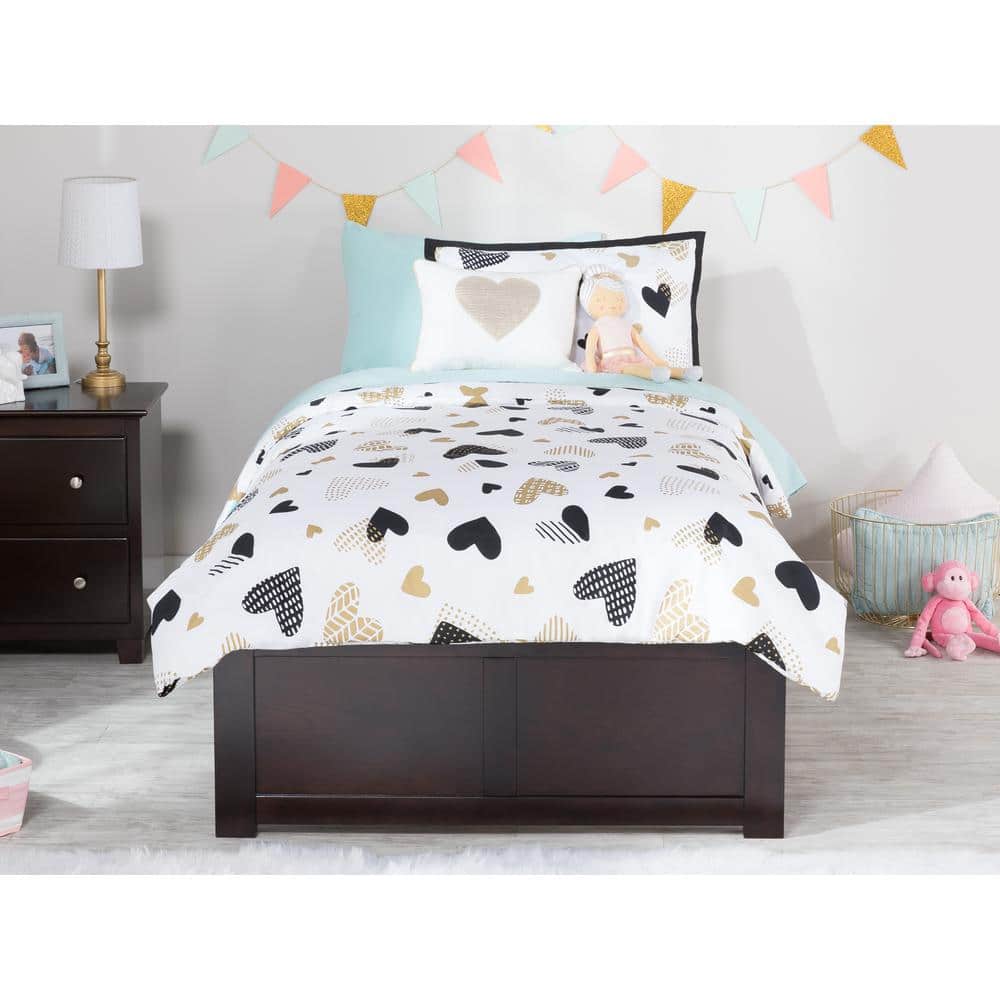 Espresso Twin Wood Platform Bed with Trundle and Slats