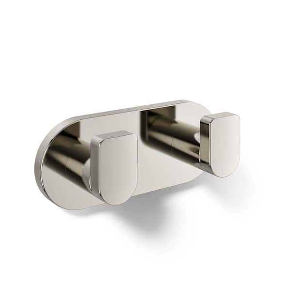 Composed Knob Double Robe Hook in Vibrant Polished Nickel