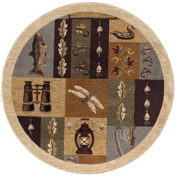 Tayse Rugs Nature Lodge Beige 8 ft. Round Indoor Area Rug