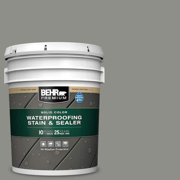 BEHR PREMIUM 5 gal. #HDC-AC-19 Grant Gray Solid Color Waterproofing Exterior Wood Stain and Sealer