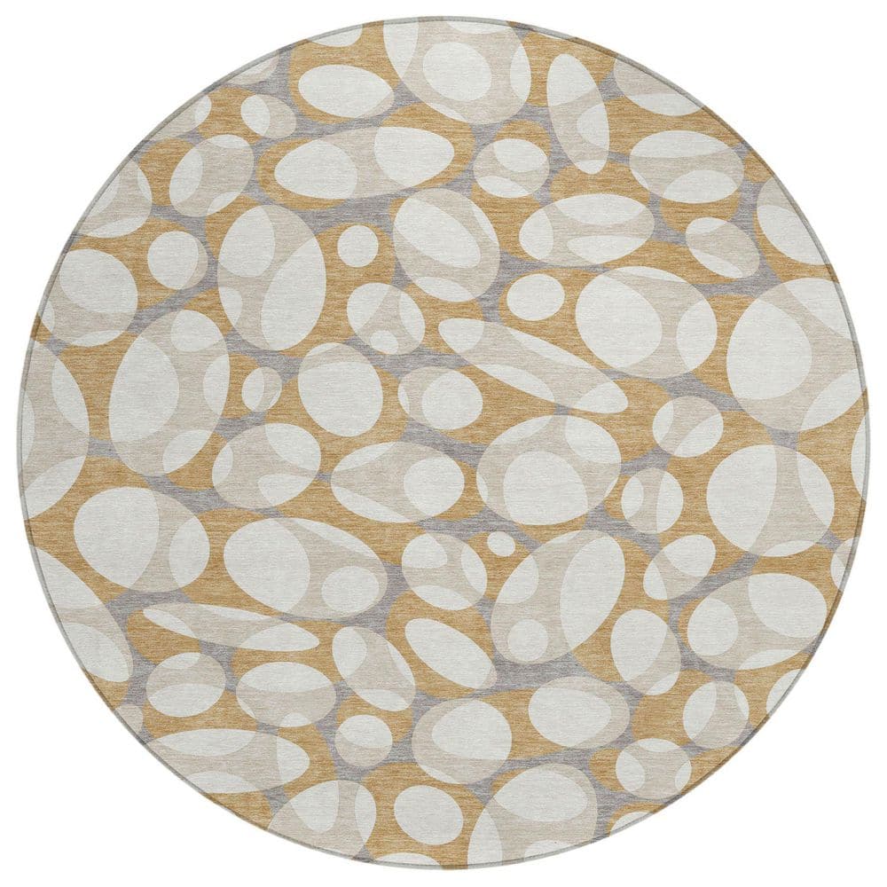 Chantille Machine Washable Indoor/Outdoor Abstract ACN2536 Gold 8 ft. x 8 ft. Round Rug price history on PriceWatchPro