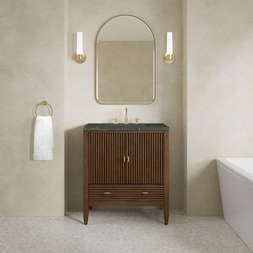 Myrrin 30.0 in. Single Bath Vanity in Mid-Century Walnut with Parisien Bleu Quartz Top price history on PriceWatchPro