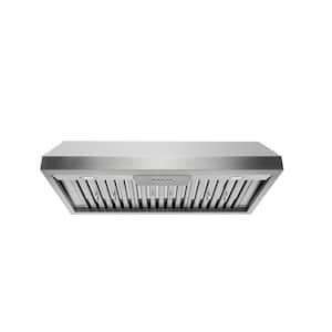 36 in. 800 CFM Under Cabinet in Stainless Steel Range Hood with Stainless Steel Baffles
