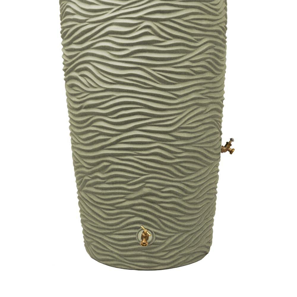 Sandstone Textured 65 Gallon Plastic Rain Barrel with Brass Spigots