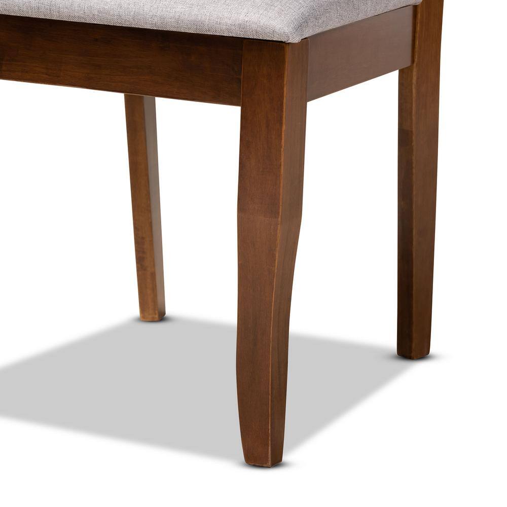 Adara 5-Piece Grey Fabric and Walnut Wood Circular Dining Set