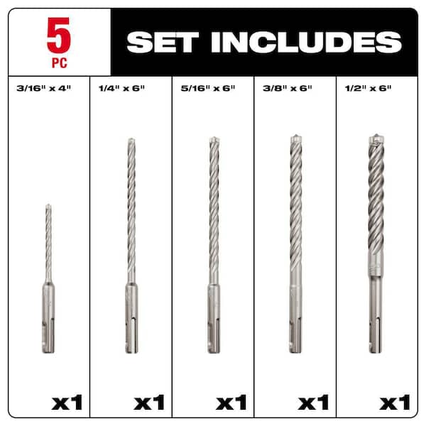 Milwaukee SDS-PLUS 4-Cutter Drill Bits 1/2 x 4 x 6 48-20-7971