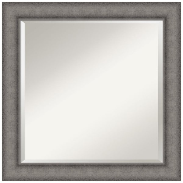 Amanti Art Burnished Concrete 24.5 in. x 24.5 in. Beveled Modern Square Wood Framed Wall Mirror in Gray