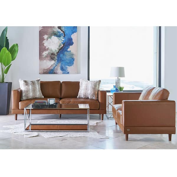 Grover 2-Piece Coffee Polyester Sofa, Loveseat Living Room Set