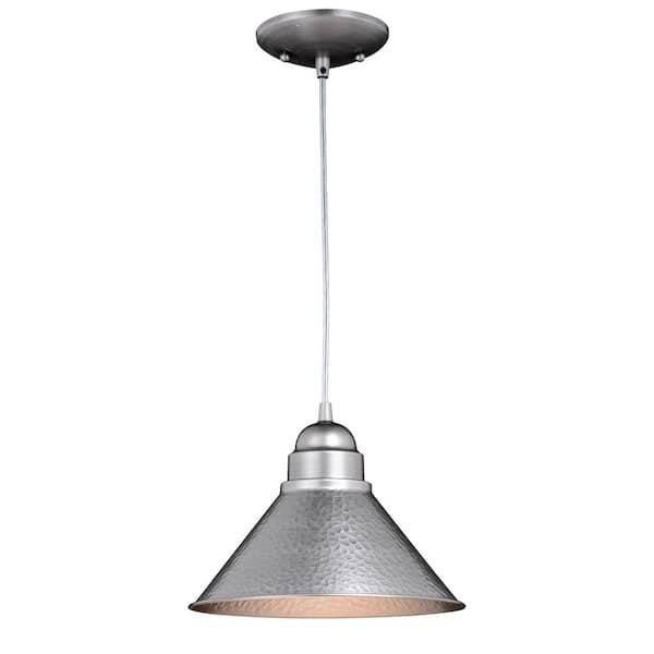VAXCEL Outland 1-Light Pewter Farmhouse Outdoor Barn Dome Pendant