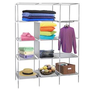 50 in. x 69 in. Non-woven Fabric and Stainless Steel Cream-coloured Portable Wardrobe