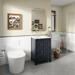 24 in. W. x 18 in. D x 34 in. H Freestanding Bathroom Vanity in Espresso with Ceramic Sink