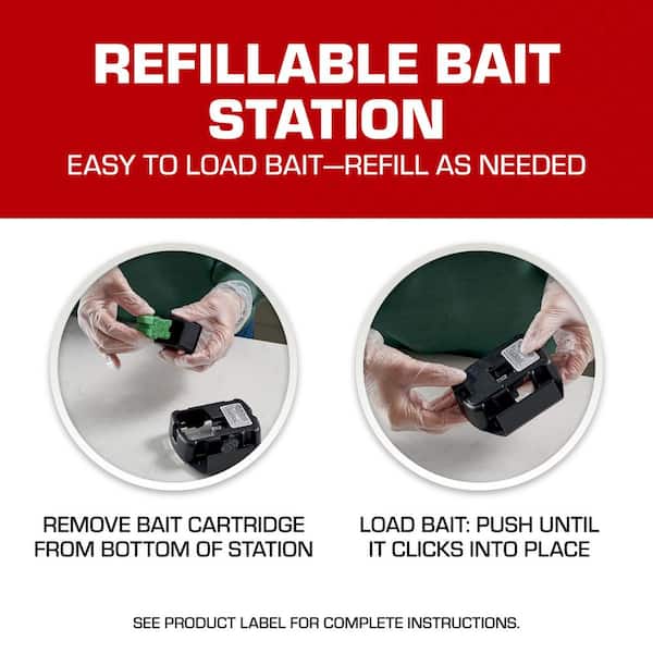 d-CON Refillable Corner Fit Mouse Bait Station, 1 Trap + 12 Baits