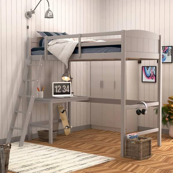 Hillsdale Furniture Alexis Twin Loft Bed, Gray 7172321 The Home Depot