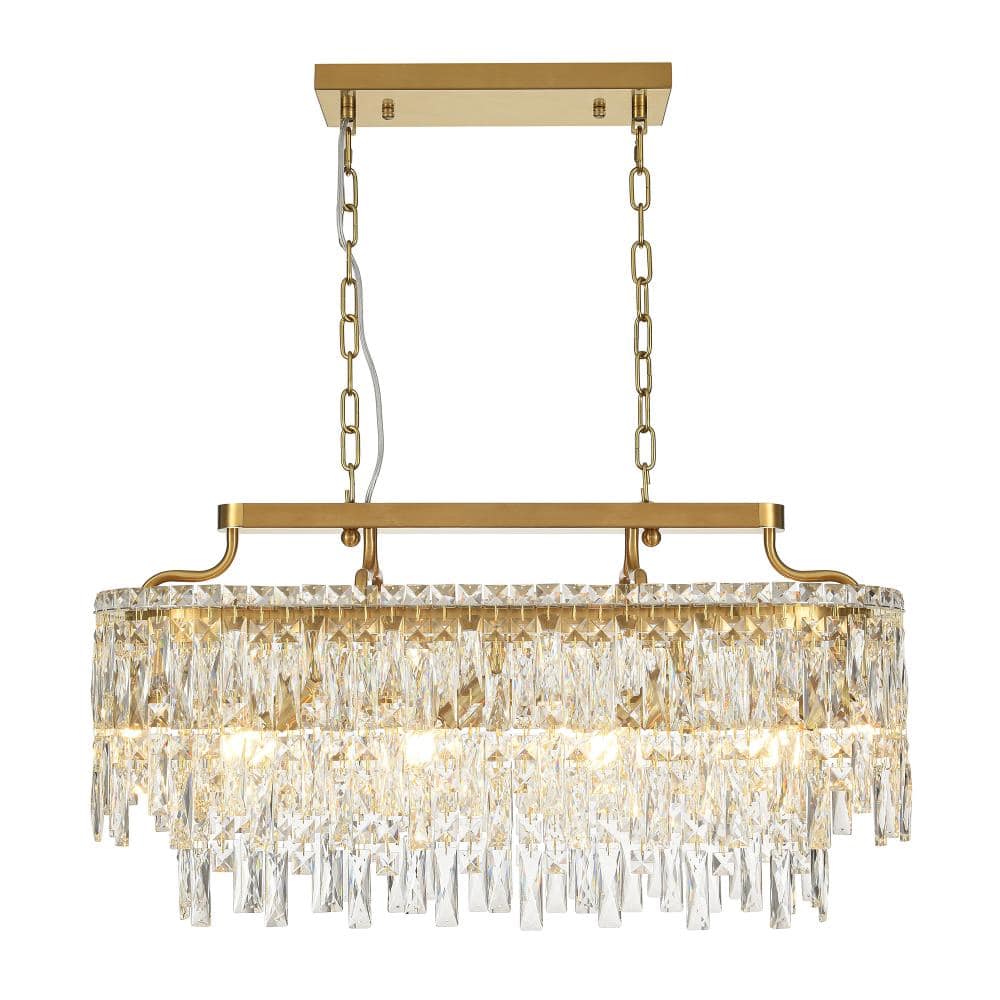 32 in. 10-Light Dimmable Brass Crystal Kitchen Island Chandelier for Living Room, Bedroom, Dining Room, Foyer price history on PriceWatchPro