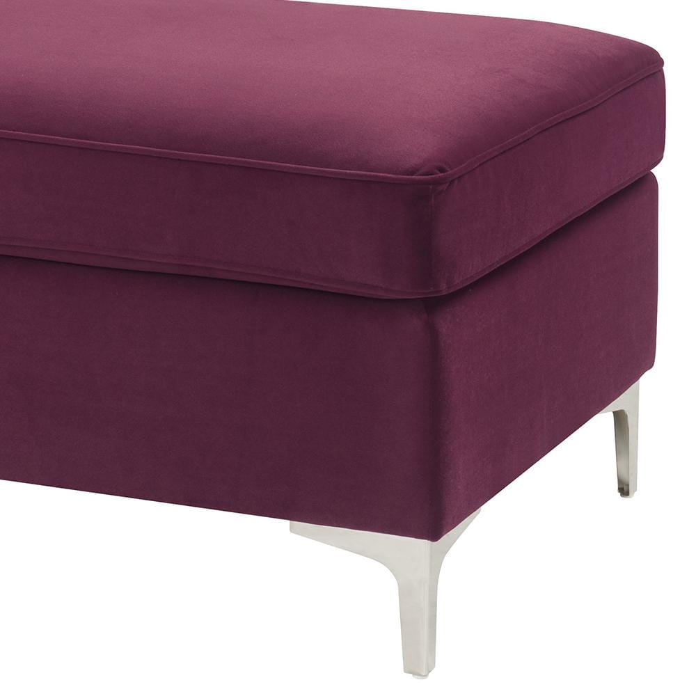 Jaszira Luxurious Burgundy Velvet Tufted Ottoman