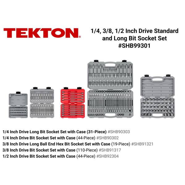 1/4,3/8,1/2 Inch Drive Hex, Torx, Phillips, Slotted, Square, Triple Square, TR Triple Square Bit Socket Set with Cases