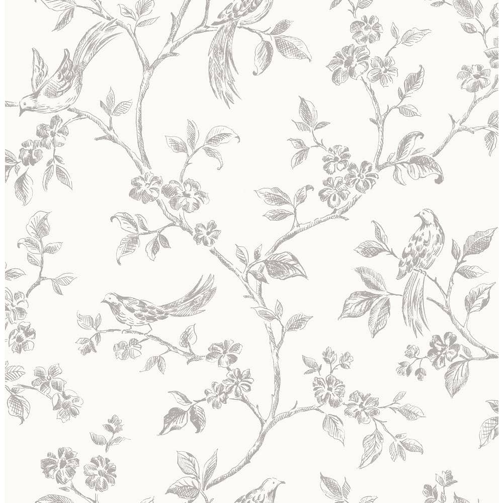 Aaron White Bird Trail White Wallpaper Sample
