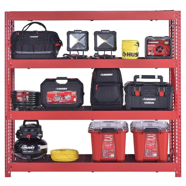 4-Shelf Metal Industrial Duty Freestanding Garage Storage Shelving Unit in Red (77 in. W x 72 in. H x 24 in. D)