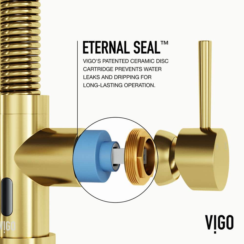 Matte Brushed Gold Touchless Pull-Down Kitchen Faucet