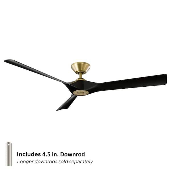 Torque 58 in. Smart Indoor Outdoor 3-Blade Ceiling Fan Satin Brass Matte Black with Remote Control