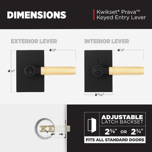 Kwikset Prava Matte Black Satin Brass Keyed Entry Door Handle