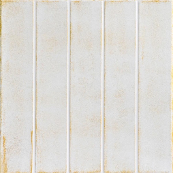 Bead Board White Washed Gold 1.6 ft. x 1.6 ft. Decorative Foam Glue Up Ceiling Tile (384 sq. ft. /Case)