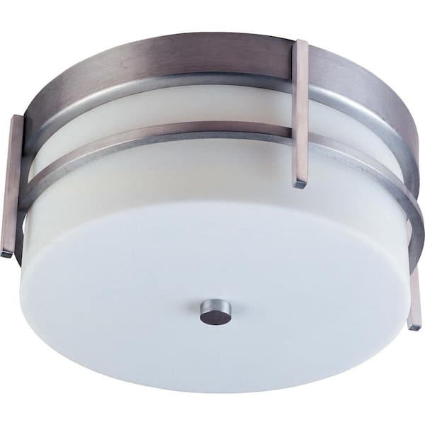 Maxim Lighting Luna 11 in. Wide Brushed Metal 2-Light Outdoor Flush Mount