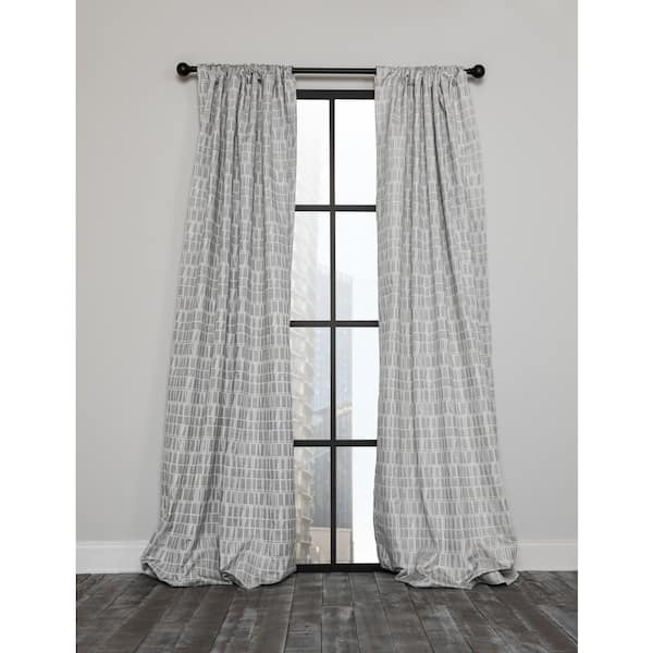 Manor Luxe Gray Geometric Thermal Rod, 108 Blackout Curtains