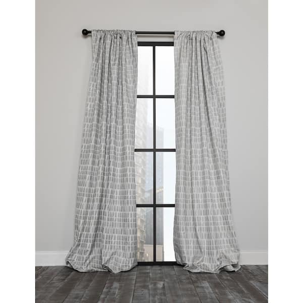 Manor Luxe Gray Geometric Room Darkening Rod Pocket Curtain - 52 in. W x 96 in. L