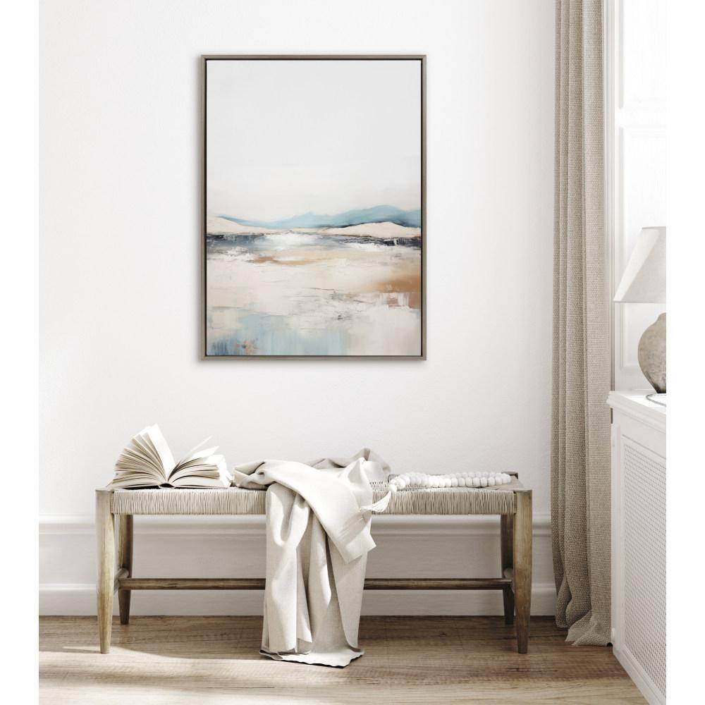 Sylvie Tranquil Landscape IV Framed Canvas in Gray and Blue