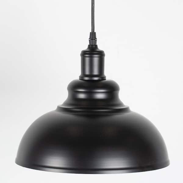 YANSUN 11.81 in. 1-Light Black Dome Pendant Lighting with