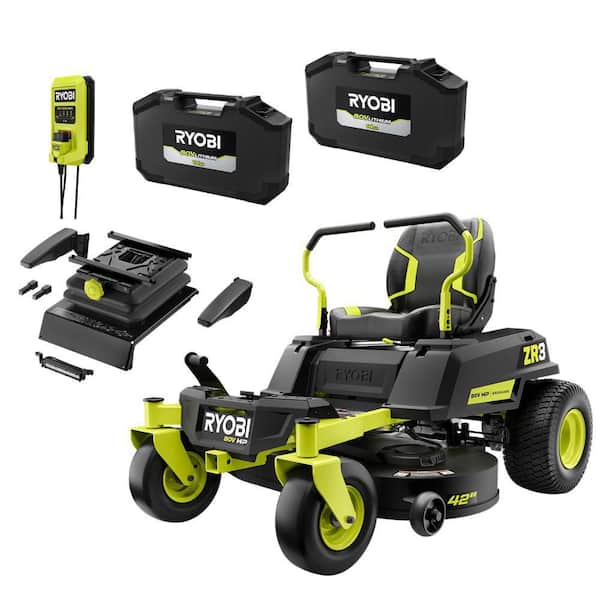 RYOBI ZR3 80V HP Brushless 42 in. Electric Cordless ZTR Mower w
