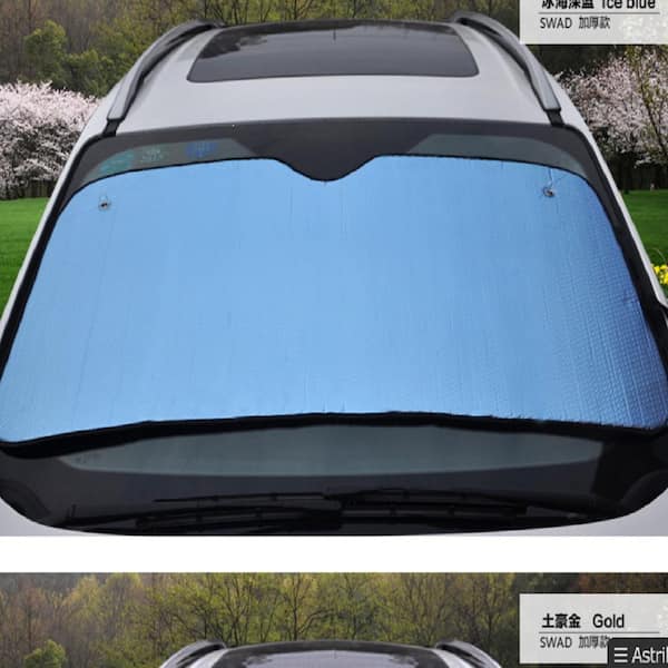 Shatex 57.8 in. x 27.6 in. Aluminum Foil Insulation Car Sun Visor Blue Thickened