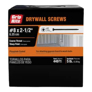#8 x 2-1/2 in. Philips Bugle-Head Coarse Thread Sharp Point Drywall Screw (5 lb.-Pack)