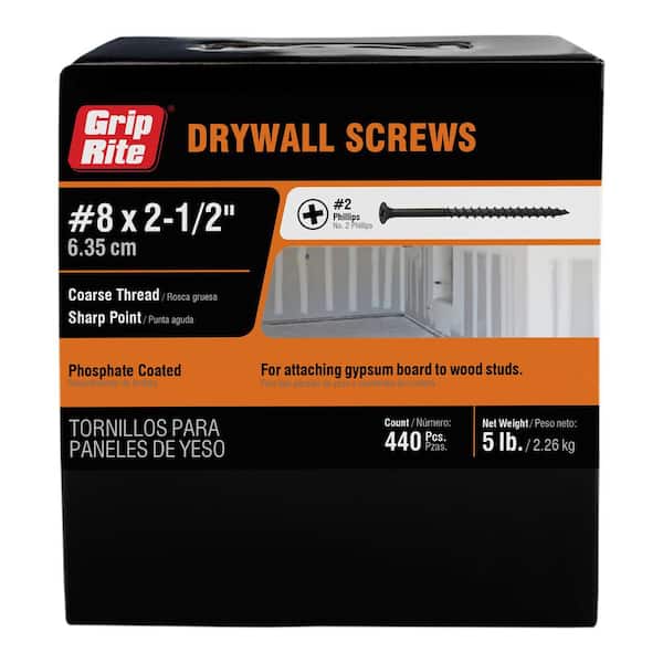 Tentakel zuigen Generator Grip-Rite #8 x 2-1/2 in. Philips Bugle-Head Coarse Thread Sharp Point  Drywall Screw (5 lb.-Pack) 212CDWS5 - The Home Depot
