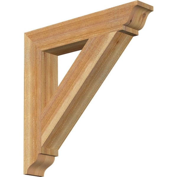 Ekena Millwork 4 in. x 24 in. x 24 in. Western Red Cedar Traditional Rough Sawn Bracket