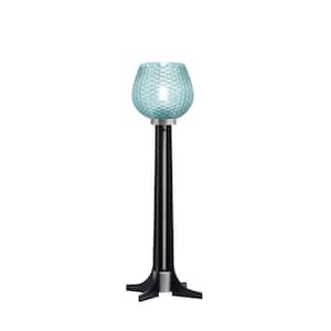 Delgado 22.25 in. Graphite Matte Black Accent Lamp Turquoise Textured Glass Shade