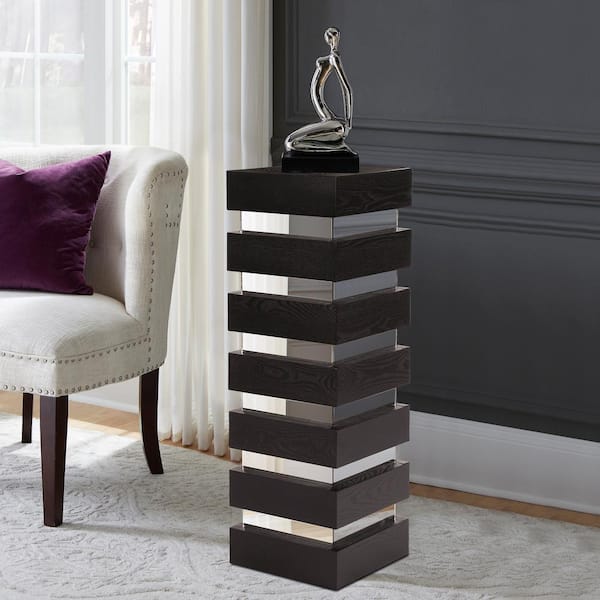 Marley Forrest Stepped Dark Espresso Black Wood Tall Pedestal 37125 The Home Depot Marley Forrest Stepped Dark Espresso, Howard Elliott Mirrored Pedestal