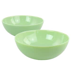 8 in. 32 fl. oz. Jade Green Jadeite Glass Serving Bowl Set of 2