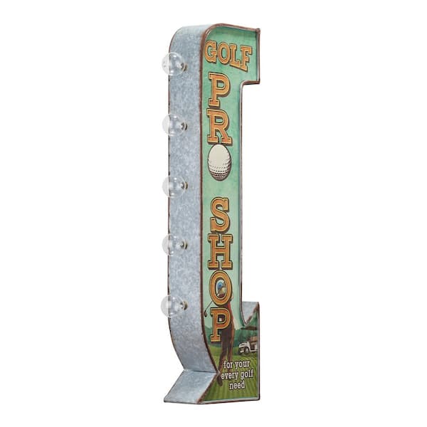 American Art Decor Vintage Metal LED Marquee Sign Golf Pro Shop Sign 27 in. x 6 in. x 3 in.