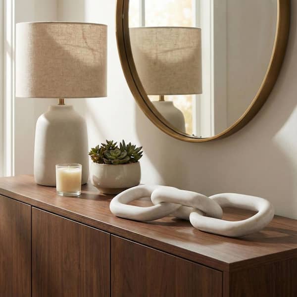 White 28 in. x 4 in. Wood Solid Links Decorative Sculpture