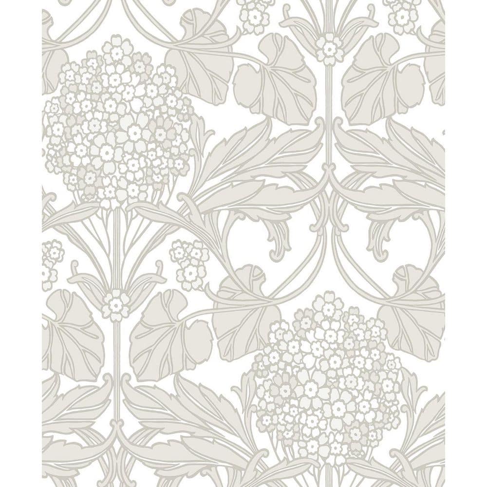Seabrook Designs Pale Oak and Pearl Floral Hydrangea Unpasted Nonwoven  Paper Wallpaper Roll 57.5 sq. ft. ET12106 - The Home Depot