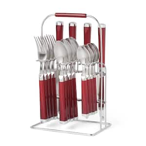 Temptation Red 16-Piece Silver 18/0-Stainless Steel Flatware Set (Service for 4)