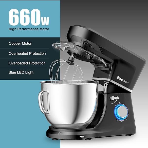 Costway 800W 7 qt. . 6-Speed Black Stainless Steel Multi-Functional Stand  Mixer Meat Grinder Sausage Stuffer Juice Blender EP24645BK - The Home Depot